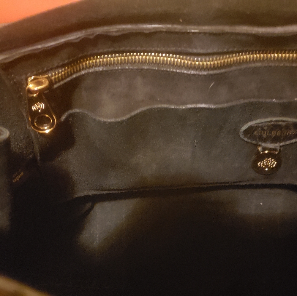 MULBERRY Calfskin Crocodile Embossed Bayswater Bla